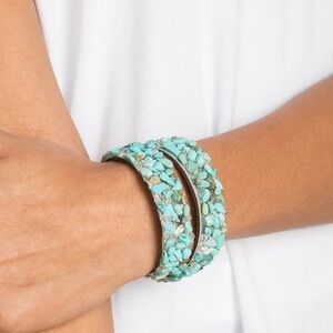 Bracelets Bundle of Three BoHo Turquoise Wrap, Leather FAITH Love Charm Bracelet